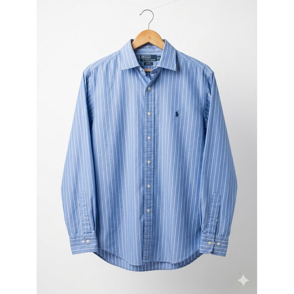 Polo Ralph Lauren  Philip Blue White Striped Dress Shirt Mens 16 1/2 34 35 work